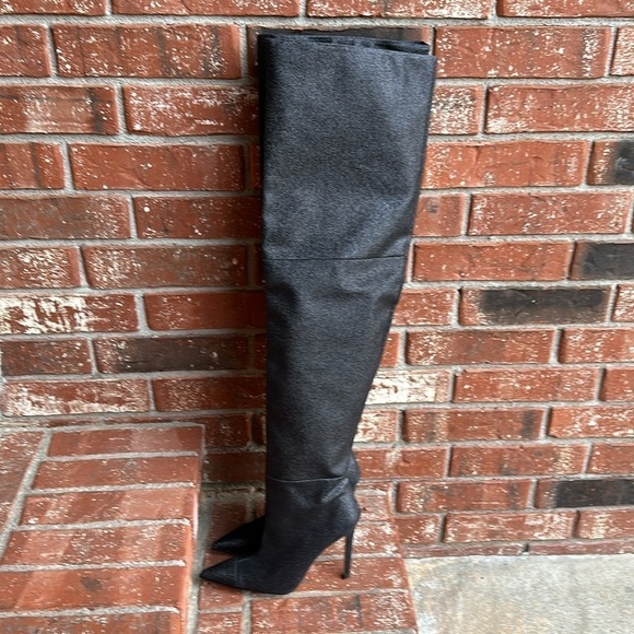 Good American The Weekend Black Glitter Slouchy Thigh High Boots Womens Size 6.5 - Picture 3 of 6